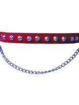 Leder Stiefelband rot mit Spitznieten