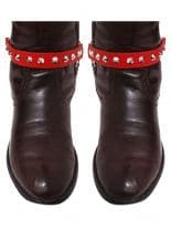 Leder Stiefelband rot mit Spitznieten