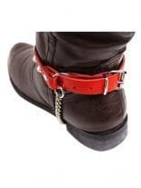 Leder Stiefelband rot mit Spitznieten