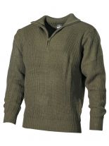 Isländer Pullover oliv mit Reißverschluss