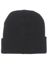 Strickmütze Wolle fein gestrickt schwarz