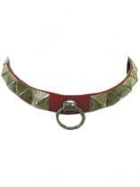 Leder Halsband Pyramiden Nieten mit Ring