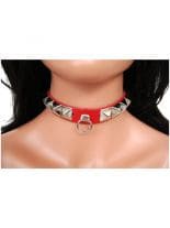 Leder Halsband Pyramiden Nieten mit Ring