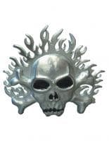Gürtelschnalle Totenkopf mit Flammen
