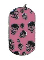 Halskette Hundemarke klein Skulls rosa