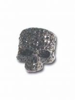 Metallring Totenkopf mit Strasssteinen in schwarz