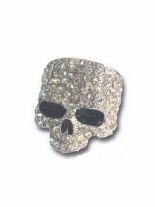 Metallring Totenkopf mit Strasssteinen