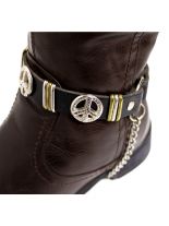 Leder Stiefelband Peace Nieten