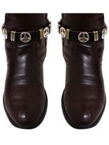Leder Stiefelband Peace Nieten