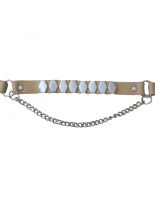 Leder Stiefelband beige mit Nieten