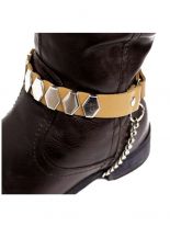 Leder Stiefelband beige mit Nieten