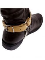 Leder Stiefelband beige mit Nieten