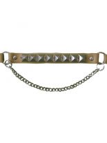 Leder Stiefelband Pyramidennieten beige