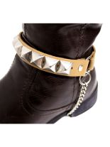 Leder Stiefelband Pyramidennieten beige
