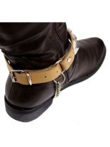 Leder Stiefelband Pyramidennieten beige