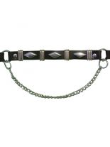Leder Stiefelband Plattennieten schwarz