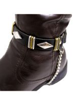 Leder Stiefelband Plattennieten schwarz