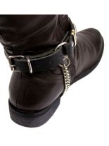 Leder Stiefelband Plattennieten schwarz