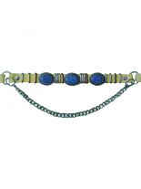 Leder Stiefelband gelb Blue Stones