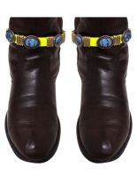 Leder Stiefelband gelb Blue Stones
