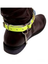 Leder Stiefelband gelb Blue Stones