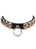 Leder Halsband Totenkopf Nieten