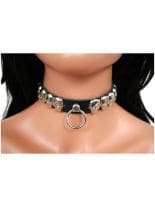 Leder Halsband Totenkopf Nieten