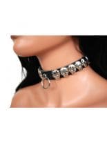 Leder Halsband Totenkopf Nieten