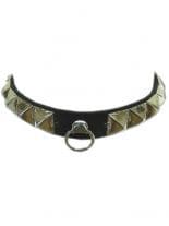 Leder Halsband Pyramidennieten mit Ring