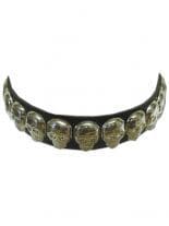 Leder Halsband Totenkopfnieten