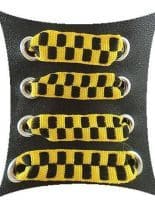 Schnürsenkel schwarz gelb kariert schmal