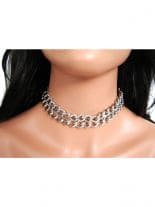 Leder Halsband 2 reihige Kette