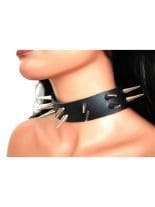 Leder Halsband Conenieten 2 reihig