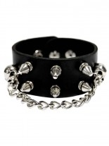 Kunstleder Armband Killernieten und Kette