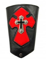 Kunstleder Armband Kreuz rot