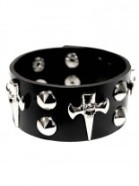 Kunstleder Armband Kreuzschwert Skull