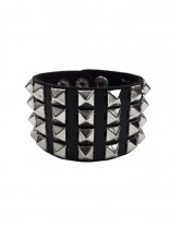 Kunstleder Armband Pyramiden Nieten 4 reihig