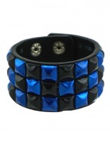 Kunstleder Armband Pyramiden Nieten schwarz blau