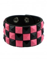 Kunstleder Armband Pyramiden Nieten schwarz rosa