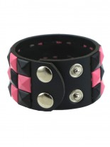 Kunstleder Armband Pyramiden Nieten schwarz rosa