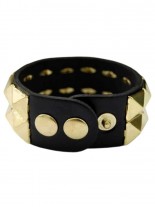 Kunstleder Armband Pyramidennieten 2 reihig gold
