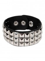 Leder Armband Pyramidennieten 3 reihig