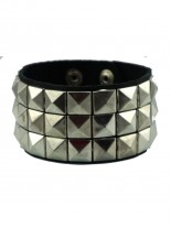 Kunstleder Armband Pyramidennieten 3 reihig schmal