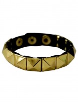 Kunstleder Armband Pyramidennieten gold
