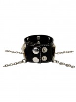 Kunstleder Armband Pyramidennieten mit Fell