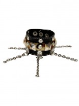 Kunstleder Armband Pyramidennieten mit Fell