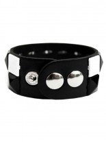 Kunstleder Armband Pyramidennieten schwarz weiß
