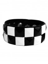 Kunstleder Armband Pyramidennieten schwarz weiß