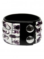 Kunstleder Armband Reptilien schwarz weiß