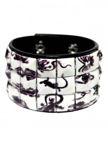Kunstleder Armband Reptilien schwarz weiß
